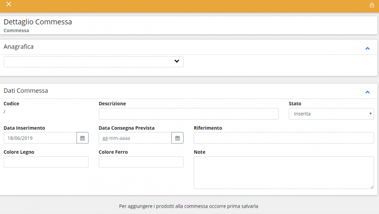 Aggiunta nuova commessa