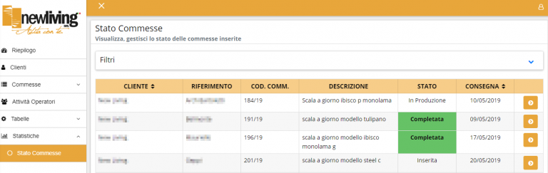 Elenco stato commesse
